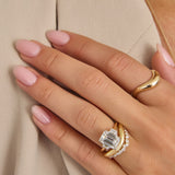 Three Stone Emerald Cut with Step Cut Trapezoids